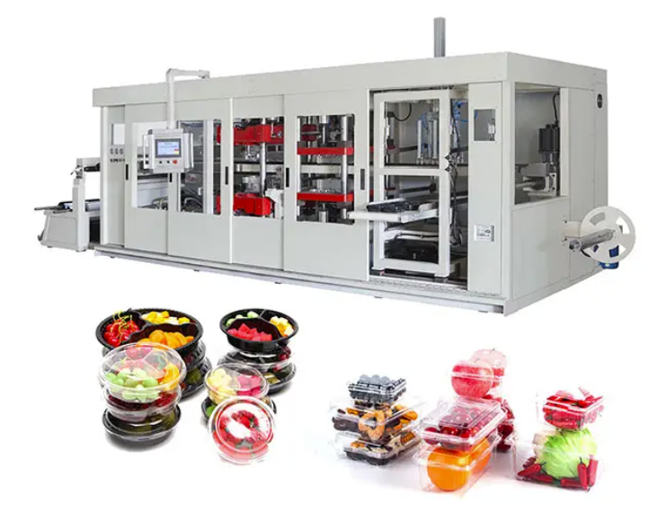 Cooling System In Thermoforming Machine Image of the cooling system in a thermoforming machine, showing components that cool heated plastic sheets to ensure precise shaping and prevent warping.